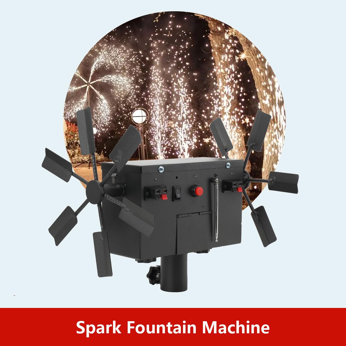 Doppelrad Funkenfontänenmaschine Pyrotechnikmaschinen, Rotierende Funkenmaschine Für Hochzeit, Party, Show Feuerwerkseffektmaschinen Pyrotechnische Effektmaschinen mit Fernbedienung