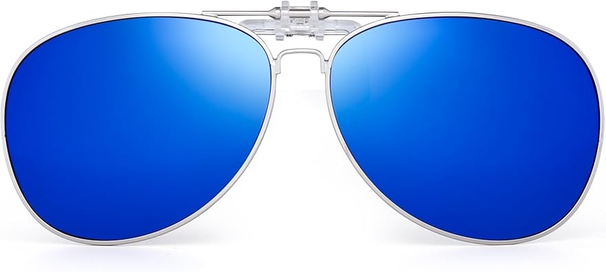 Retro Clip on Aviator Sunglasses Polarized Flip up Lenses Driving Eyeglasses Men