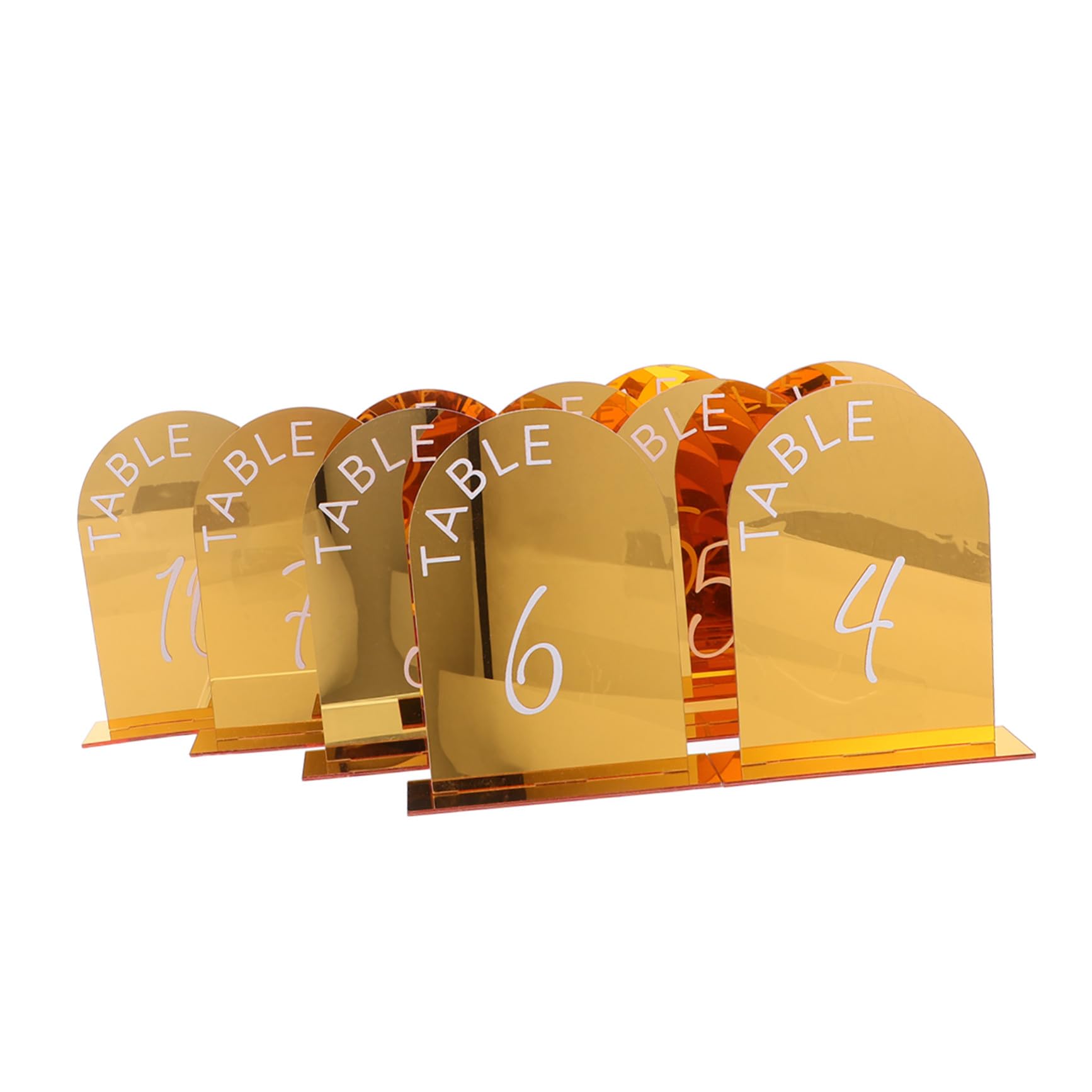 Zerodeko 10stücke Goldene Acryl Tischnummern mit Ständer Bogenförmig für Empfänge Formelle Feiern und Bankette Leicht zu Reinigen und Wiederverwendbar