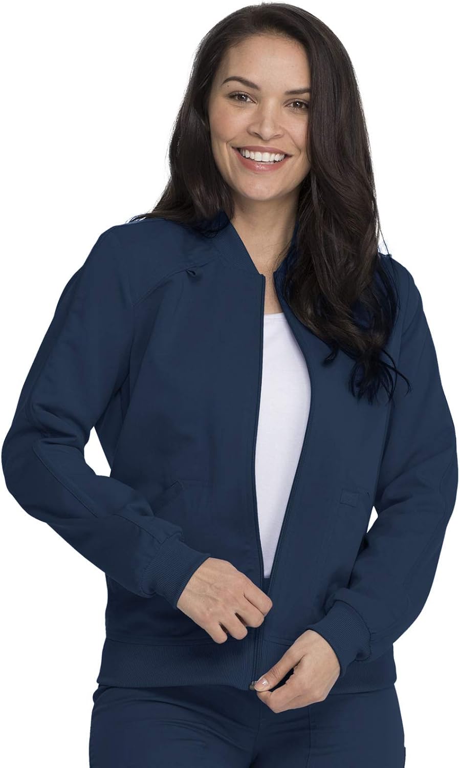 Dickies Women Scrub Jacket Zip Front Warm-Up Rib Knit Collar with 2 Welt Pocket DK365