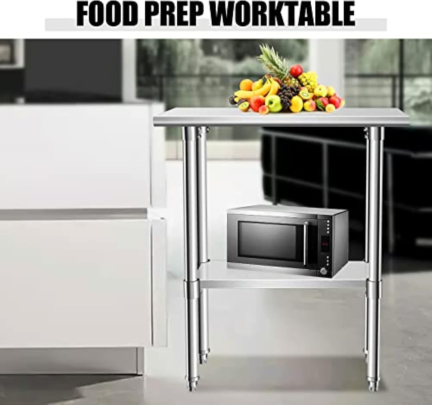 Food Prep Stainless Steel Table, Heavy Duty Workbench with Adjustable Under Shelf, Commercial Worktable for Kitchen, Restaurant, Home and Hotel,30''x18''