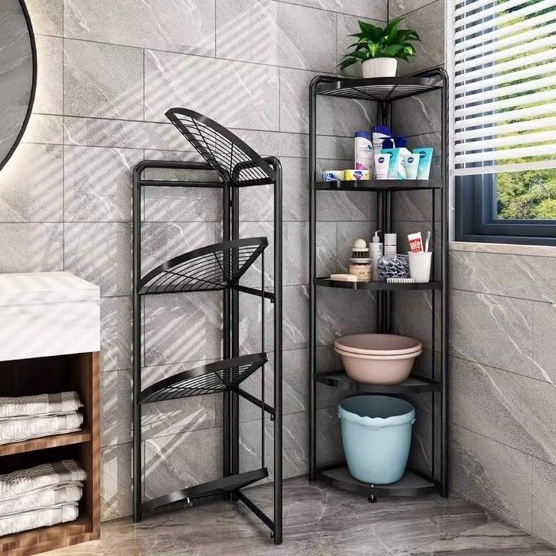 Image of Homero Multipurpose Corner Shelf Rack | 5 Tier Standing Shelf Unit for Home Storage | Space Saving Corner Organizer for Kitchen, Bathroom, Living Room & Utility Areas