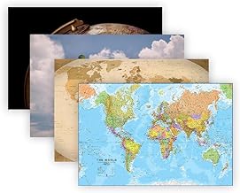 BIRD'S MIND® Map Poster For Home Bedroom Living Room Wall Multicolor 220 GSM Posters 4 PCs(18 x 12 Inch)