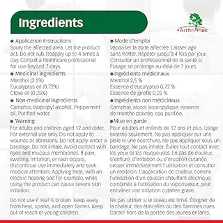 ARTHRI-PLUS Natural Pain Relief Spray - Long Lasting Topical Pain Reliever - (Spray (pack of 2))