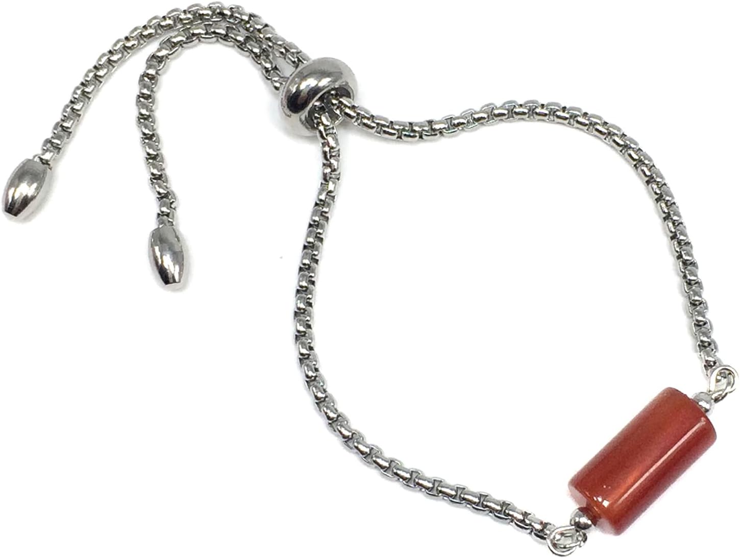Design Bracelet on Stainless Steel Slider Chain, Gemstone Adjustable Bracelet, Chain Bracelet