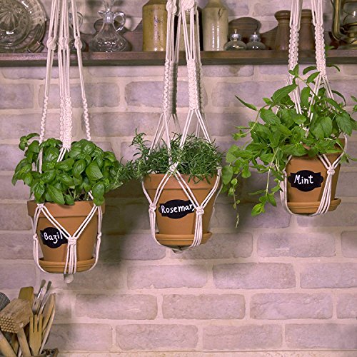 Goomp Suspension Plante Macrame,Suspension Corde Plante Solide Corde de Coton pour Balcon Décoration du Jardin,89 cm,2 Pièces