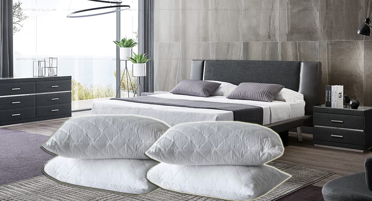 100% Quilted Waterproof Pillow Protector 4pk Topper, Hypoallergenic Super Soft -Breathable and Noiseless Pillow Cover Support size 50x75cm Zipper Pillow Quite & Dust Mite Proof (4Pcs')