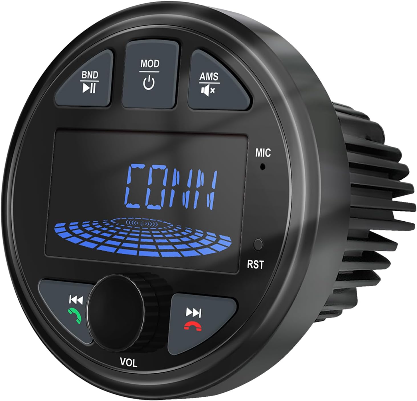 LEXXSON Marine Radio Bluetooth Stereo Audio Waterproof Boat Radio FM AM USB AUX Subwoofer, 3 Inch LCD Display Golf Cart Marine Stereo Receivers Audio Systems for RV UTV Yacht Black