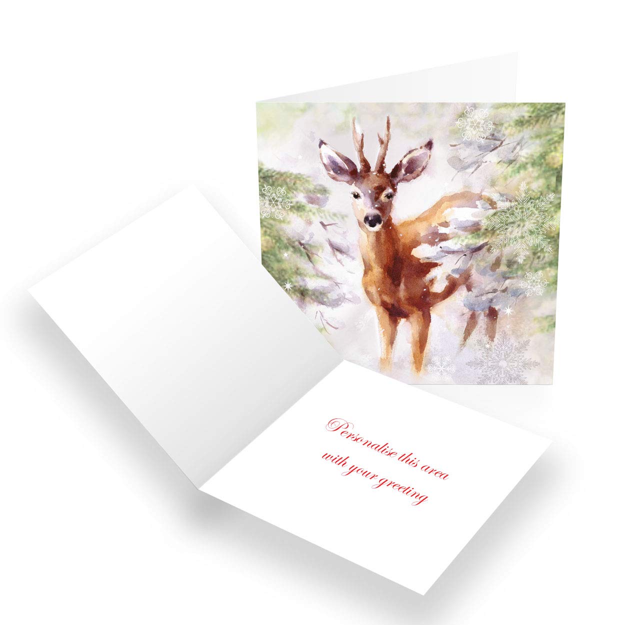 Paper Themes Personalised Christmas Cards Pack of 20- Cute Deer