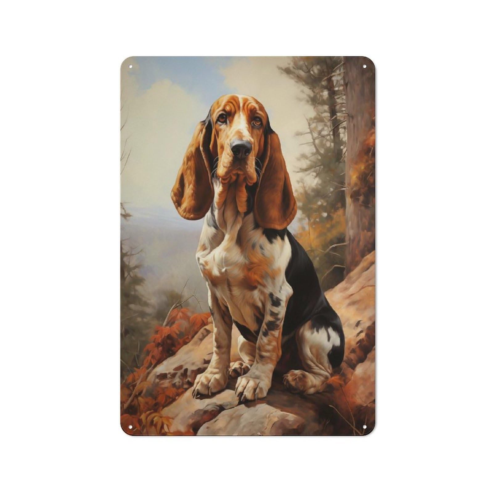 Junmoney Style-13 Basset Hound Decorative Tin Plaque 30X20cm, Vintage Bar Wall Plaque For Bar, Kitchen, Garage Or Games Room