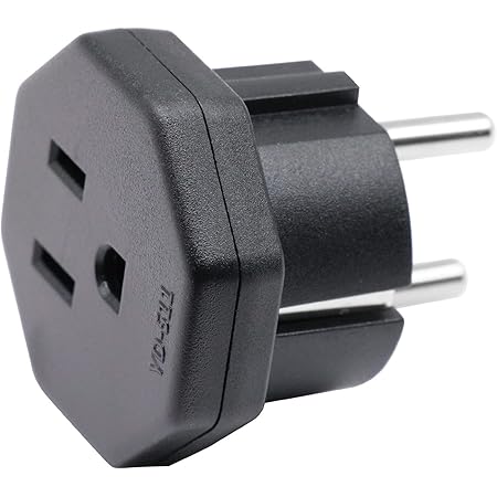 US/JP/CA Prise mâle vers EU/DE/FR/IT/ES Prise Femelle, US/CA/JP Prise mâle pour Appareil électronique Adaptateur Femelle EU à 2 Broches (1 pièce Noir)