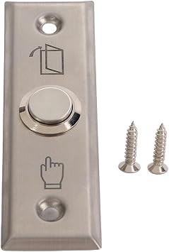Press to exit Button, Access Control Stainless Steel Door Open Release Switch Doorbell Type Brushed Indoor Outdoor Emergency