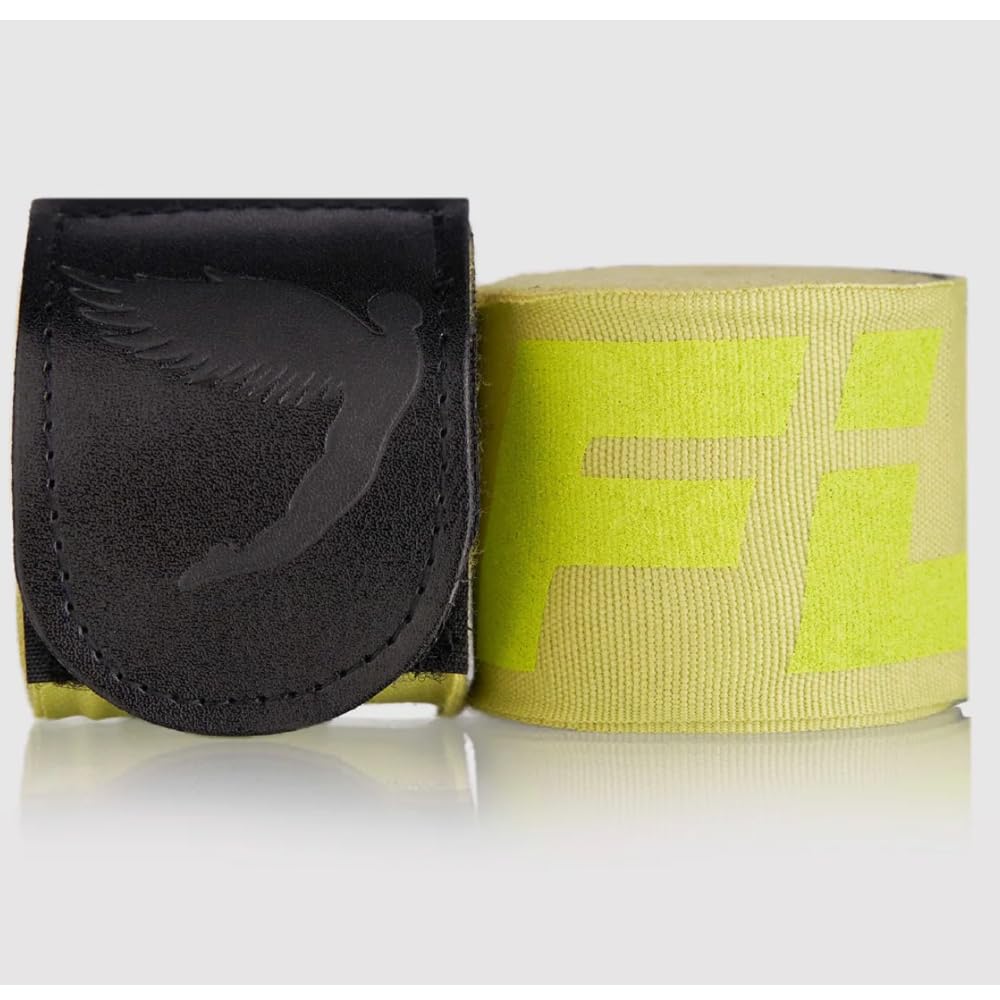 FLY Sports Premium Boxing and Martial Arts Equipment | Boxing Hand Wraps | Big Logo Handwraps Lime Green 250cm