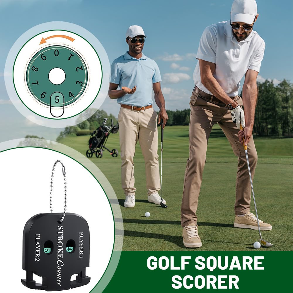 Contatore Porta Da Golf 2 Pezzi Digitale Con Catena, Materiale Abs Resistente, Leggero Portatile per 2 Giocatori