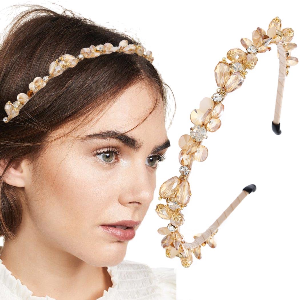Amazon.com : Firuilo Baroque Rhinestones Headbands Gold Thin