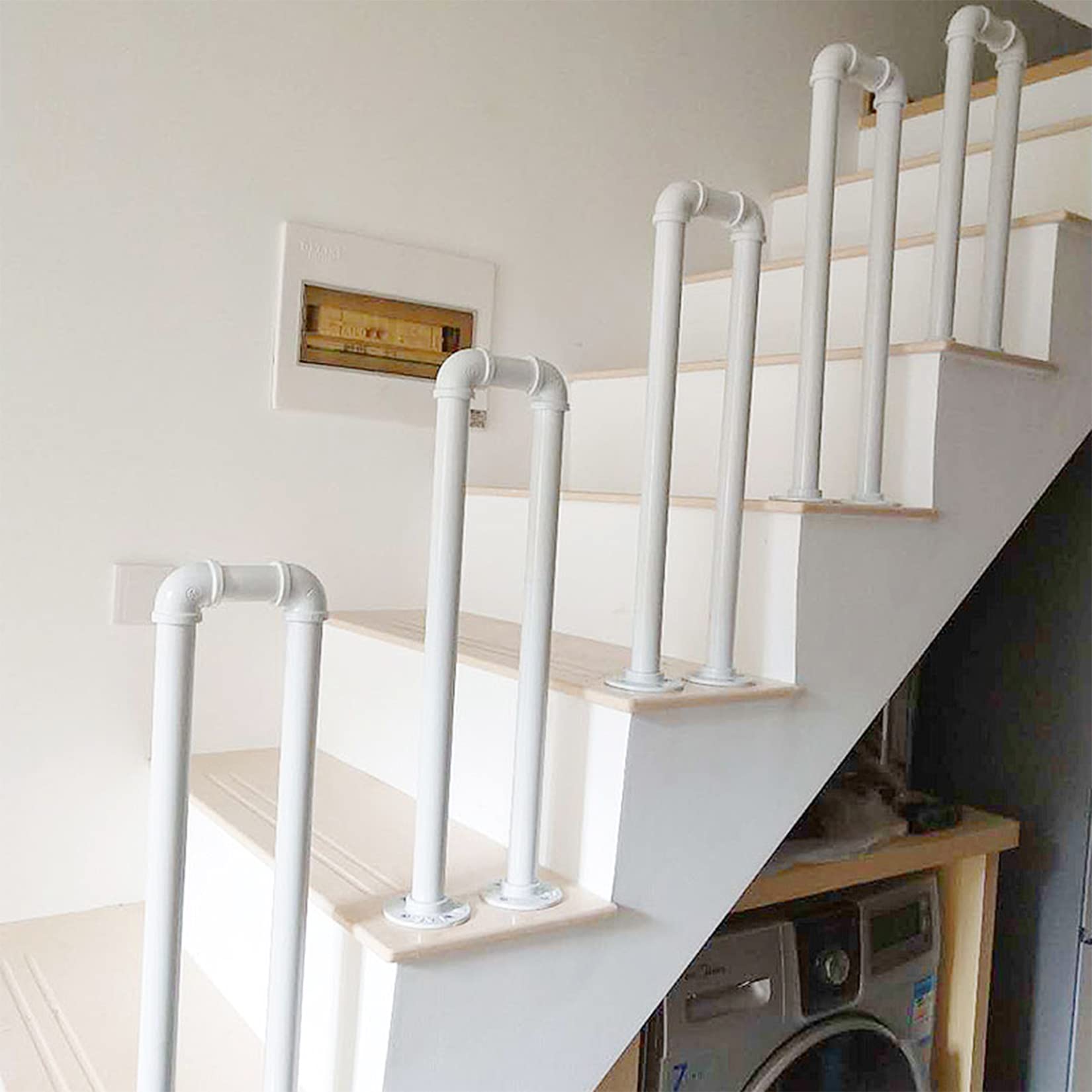 Buy Stair Handrail White Industrial Wrought Iron Railing UShaped for