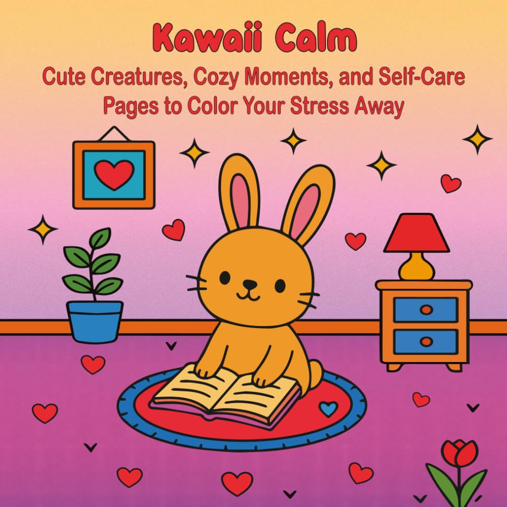 Kawaii Calm: Cute Creatures, Cozy Moments and Self-Care Coloring Pages to Melt Stress Away (Kawaii Cuties Coloring Book Series)