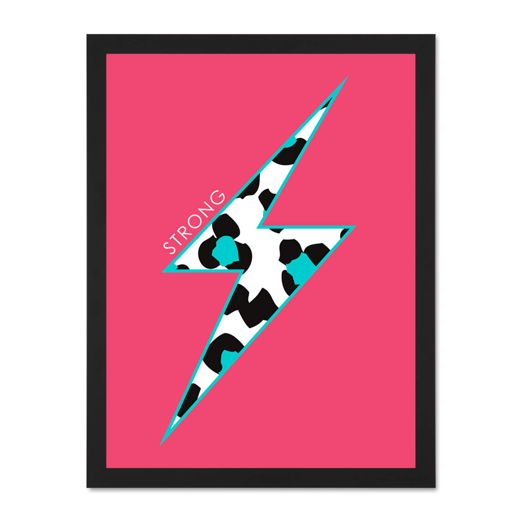 Wee Blue Coo Pink Teal Leopard Strong Large Framed Art Print Wall Poster 18x24 inch