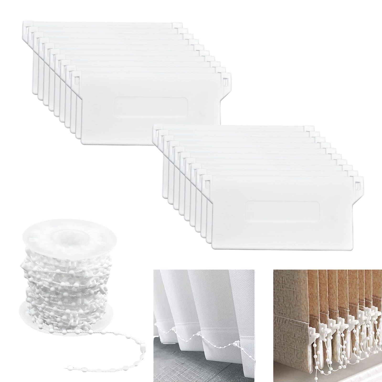 20 Pcs Pesi di Tende Verticali 127mm con 10m Catena, Kit di Ricambio e Riparazione per Lamelle, Verticali a Lamelle Accessori Adatto per Ufficio e Casa