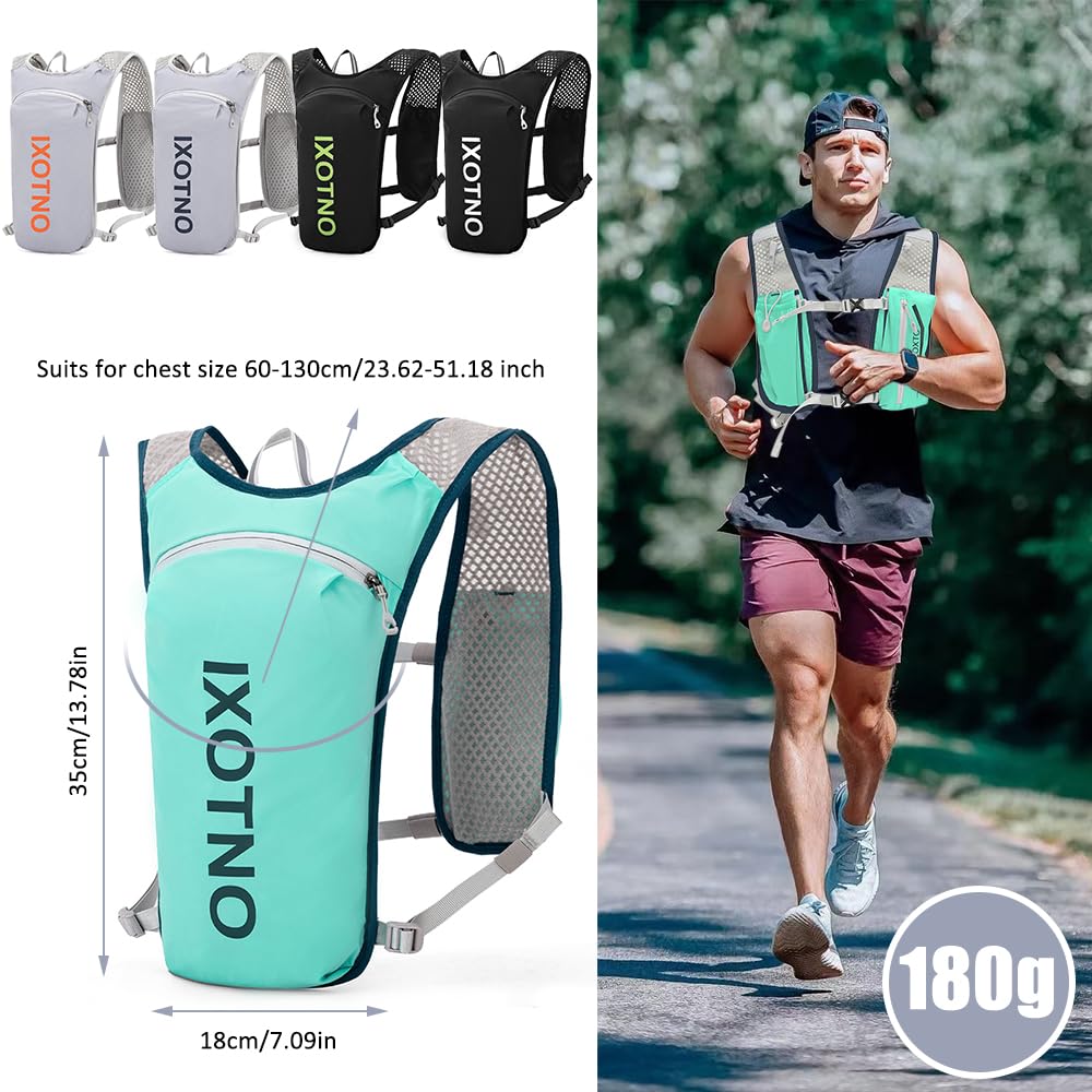 Mochila de chaleco de hidratación para correr, mochila ligera de 5 litros, correas ajustables en el pecho, chaleco de hidratación para correr, con bolsa de vejiga de agua o termo suave