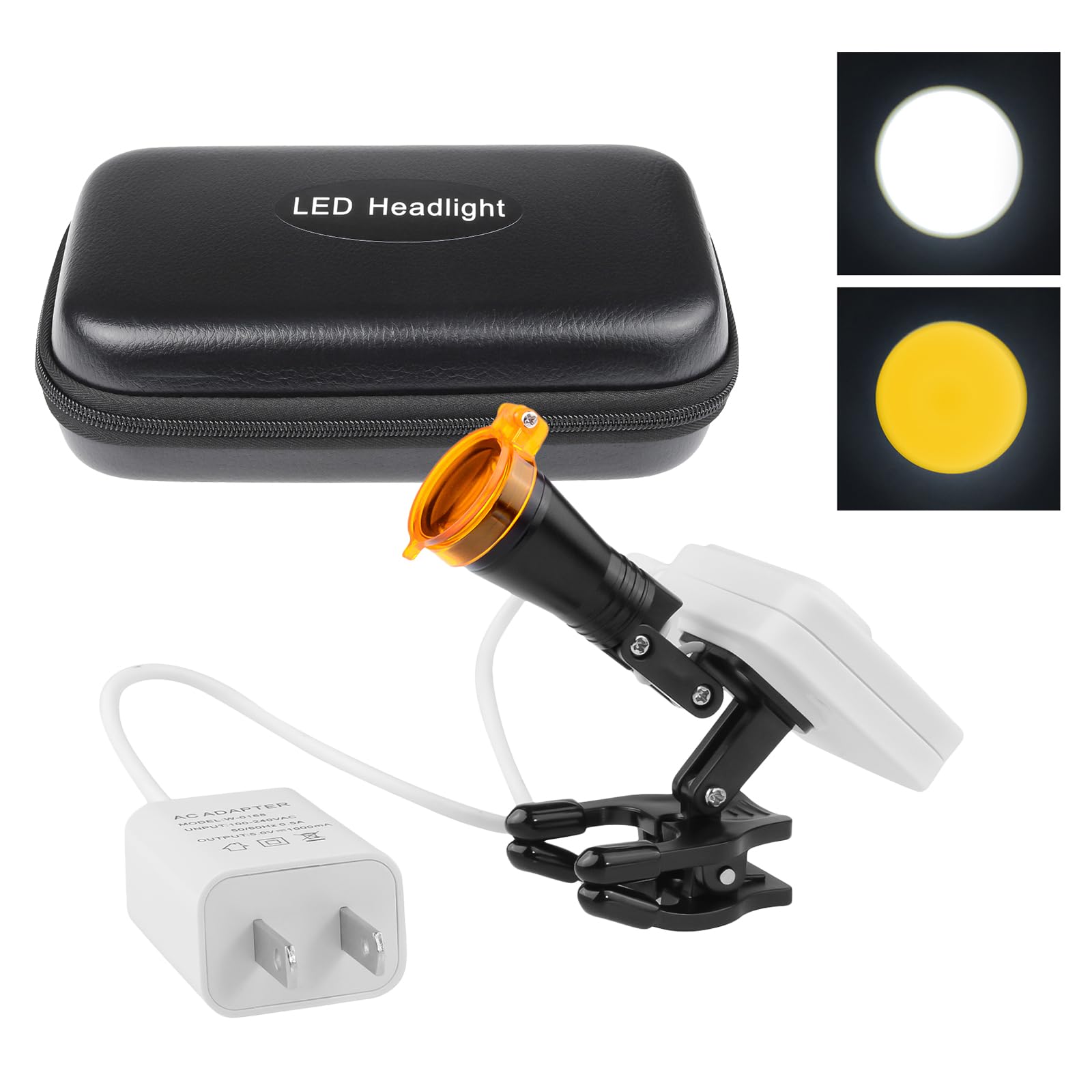 YOHOSO 5W Headlight Headlamp with Rechargeable 2 Batteries Adjustable Light for Lab Medical Magnifier Binocular