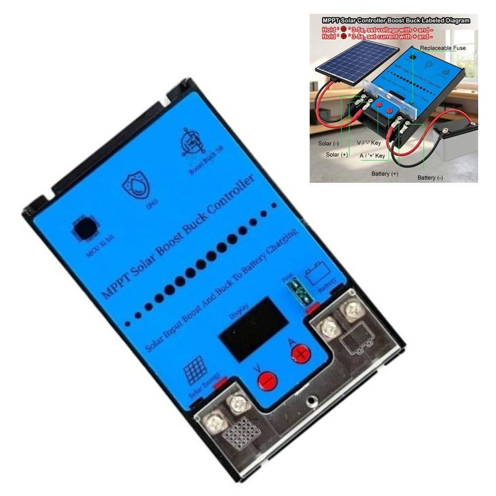 Pour régulateur de charge solaire MPPT 300 W 500 W, entrée 12 V-80 V vers sortie 12 V-88 V, convertisseur montant et descendant, affichage LCD pour batterie au lithium LiFePO4 (15 A, 500 W)