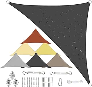 Sonnensegel Wasserdicht Dreieckig, Viele Größen und Farben aus PES-Polyester 95% UV-Schutz, Witterungsbeständig, Reißfest mit Befestigungsset für Terrasse und Garten-1.6x1.6x2.3m, Anthrazit