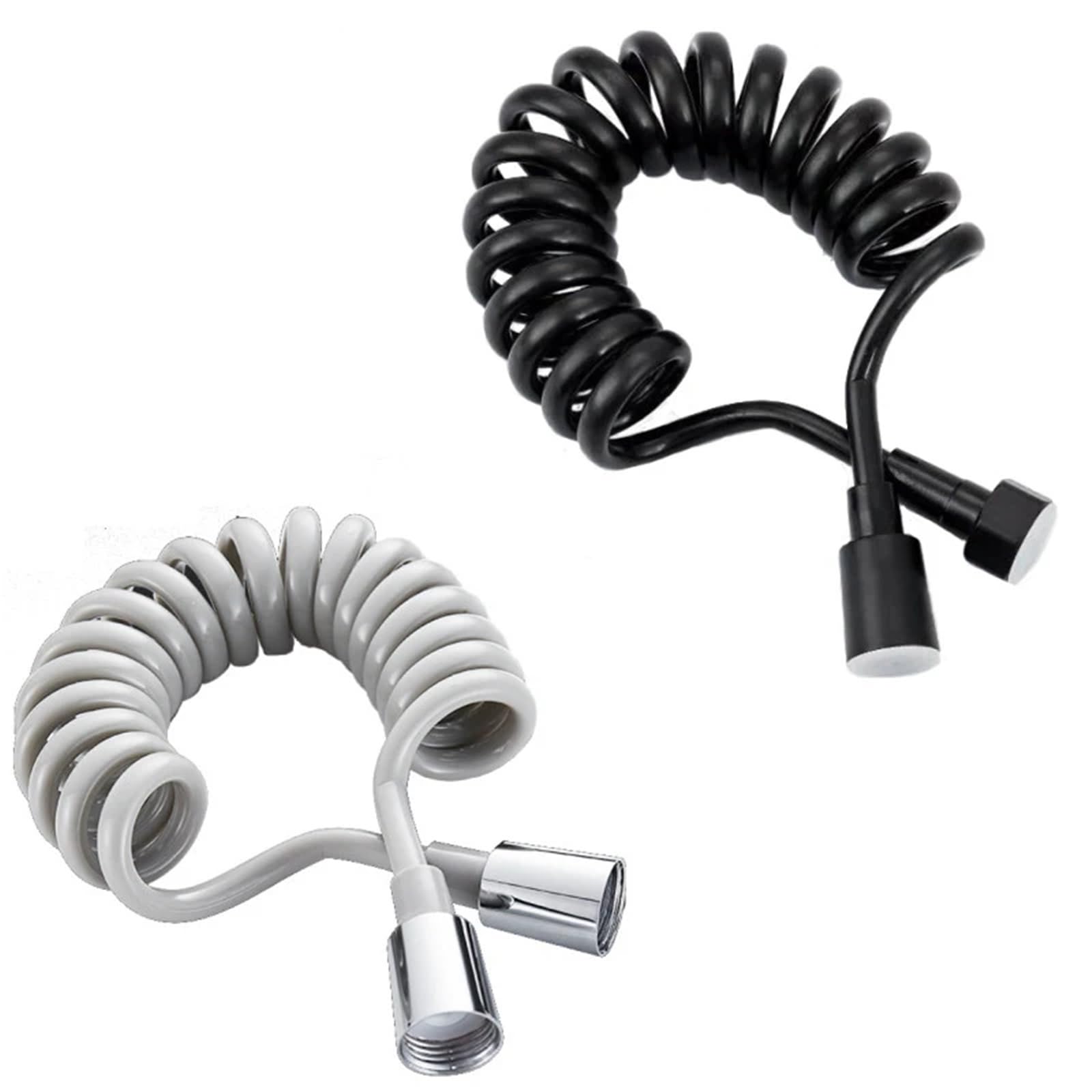 Tubo flessibile per doccia a tenuta stagna, 1,5 m, nero e grigio, per bagno, WC, bidet, design anti-piega, perfetto per uso domestico e in viaggio