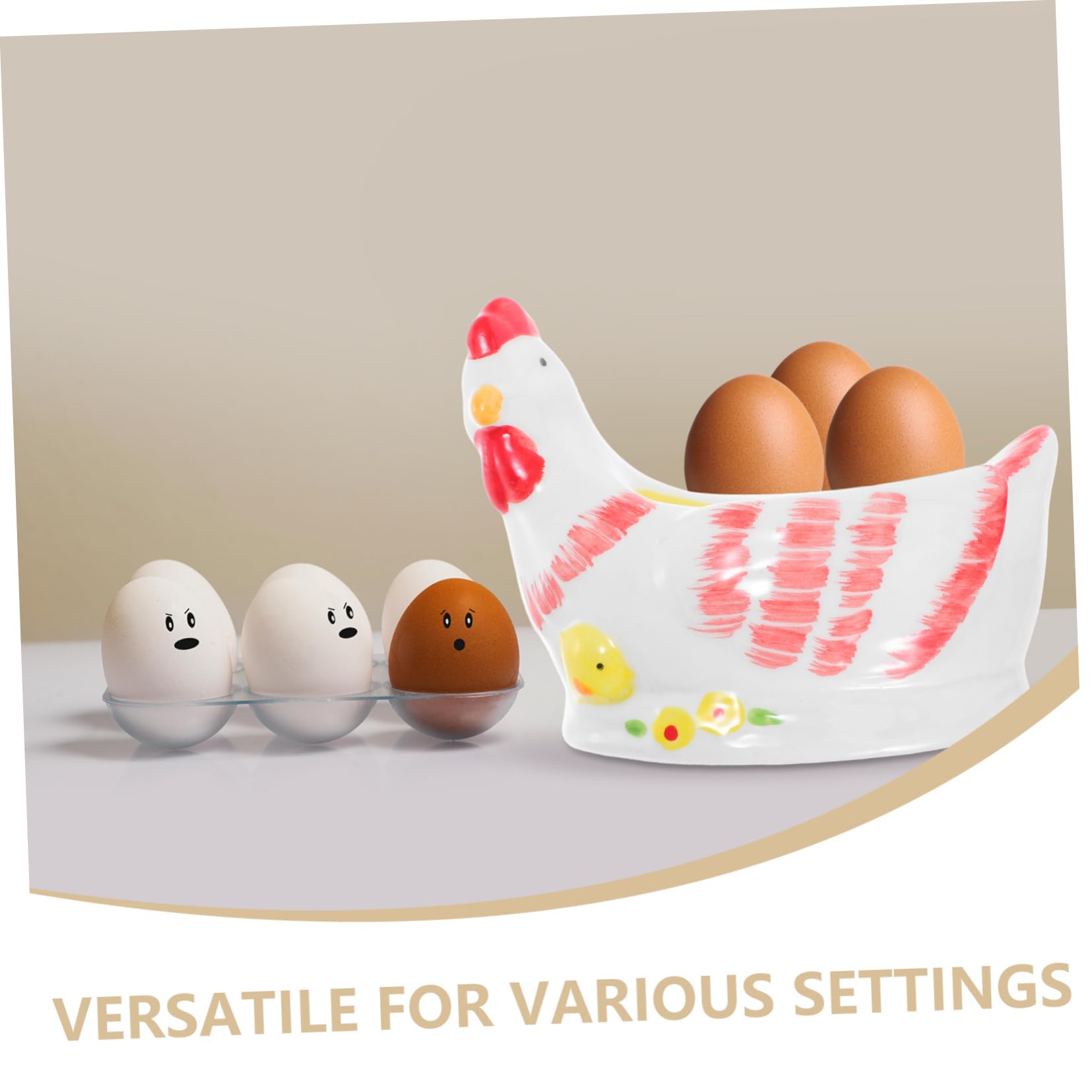 MAGICLULU Coquetier en Céramique Coq Vintage à Glaçure Craquelée 1 Pièce | Support D'œuf, Table de Rangement Pratique, Usage Quotidien et Pâques, Finition Odorante Résistante