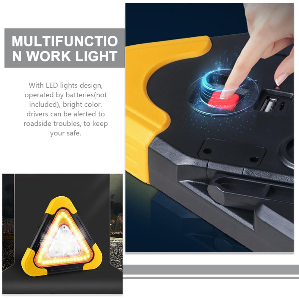 Señal de Advertencia Triangular Luces LED para Vehículo | Abs, Diseño Estable de Tres Patas, Reflectante, Portátil, para Mantenimiento y Asistencia en Carretera