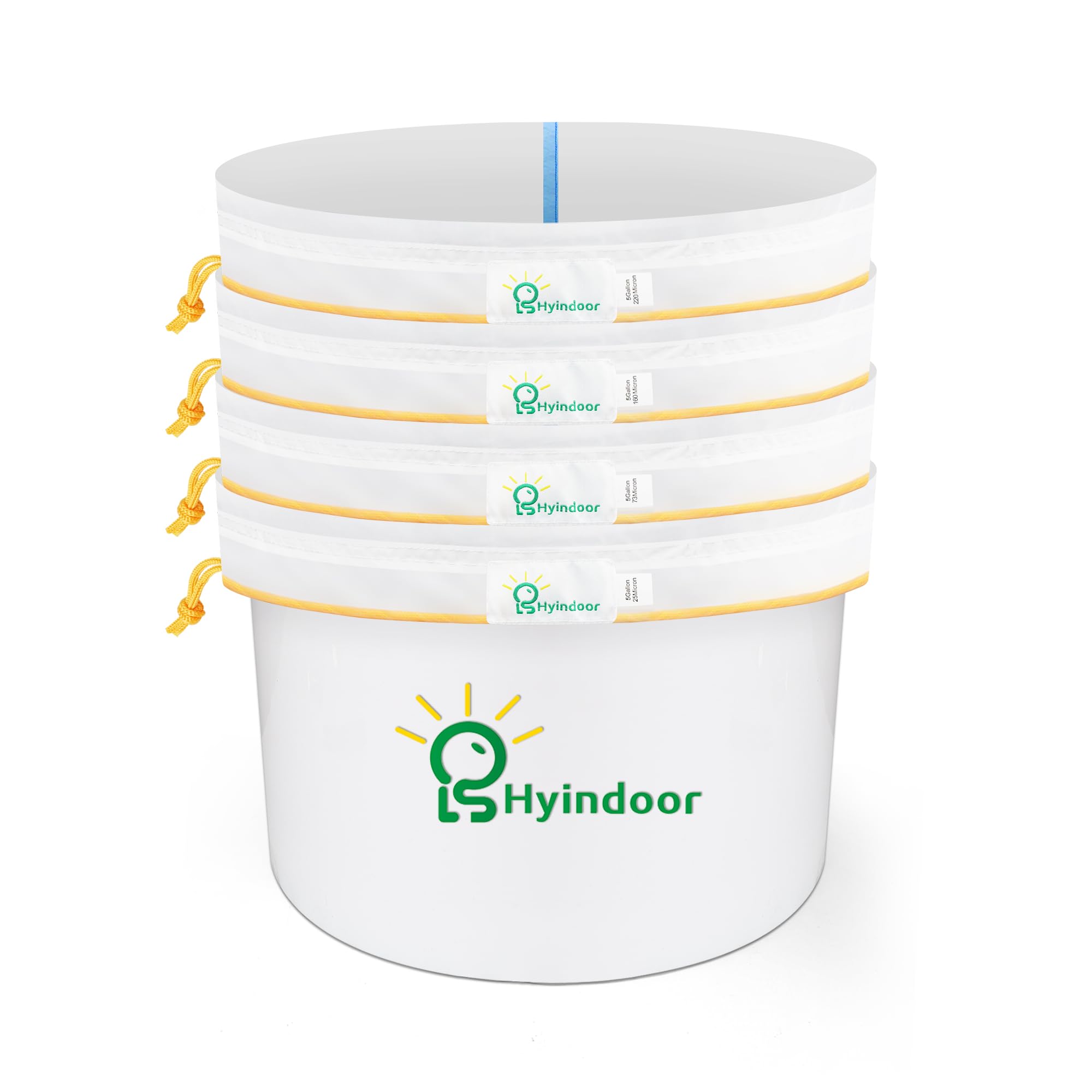 Hyindoor Bubble Bags All Mesh 5 Gallons 4 Bags Set Bubble Hash Bag Ice-O-Lator Kit d'extraction d'essence de glace herbacée avec tamis de presse et sac de transport pour l'extraction des herbes et la