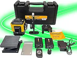 Kit Nível a Laser 3D 12 Linhas Profissional – Luz Verde | Auto Nivelamento | 2 Baterias Recarregáveis | Horizontal e Vertical | Acessórios Inclusos