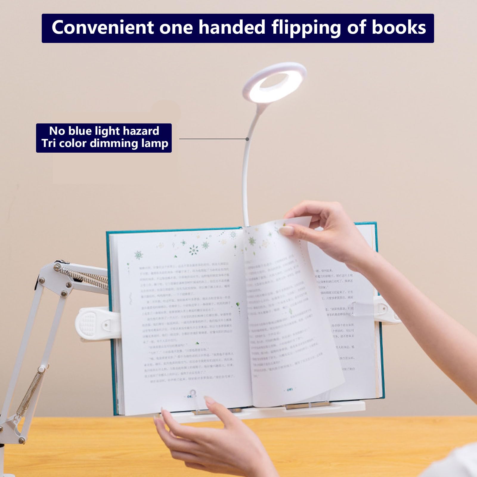 Soporte para teléfono para Cama y Escritorio,Soporte de Brazo de Escritorio Ajustable,360 Flexible Soporte Móvil Perezoso, Compatible con Libros de tabletas para(Size:con diseño de luz circular)