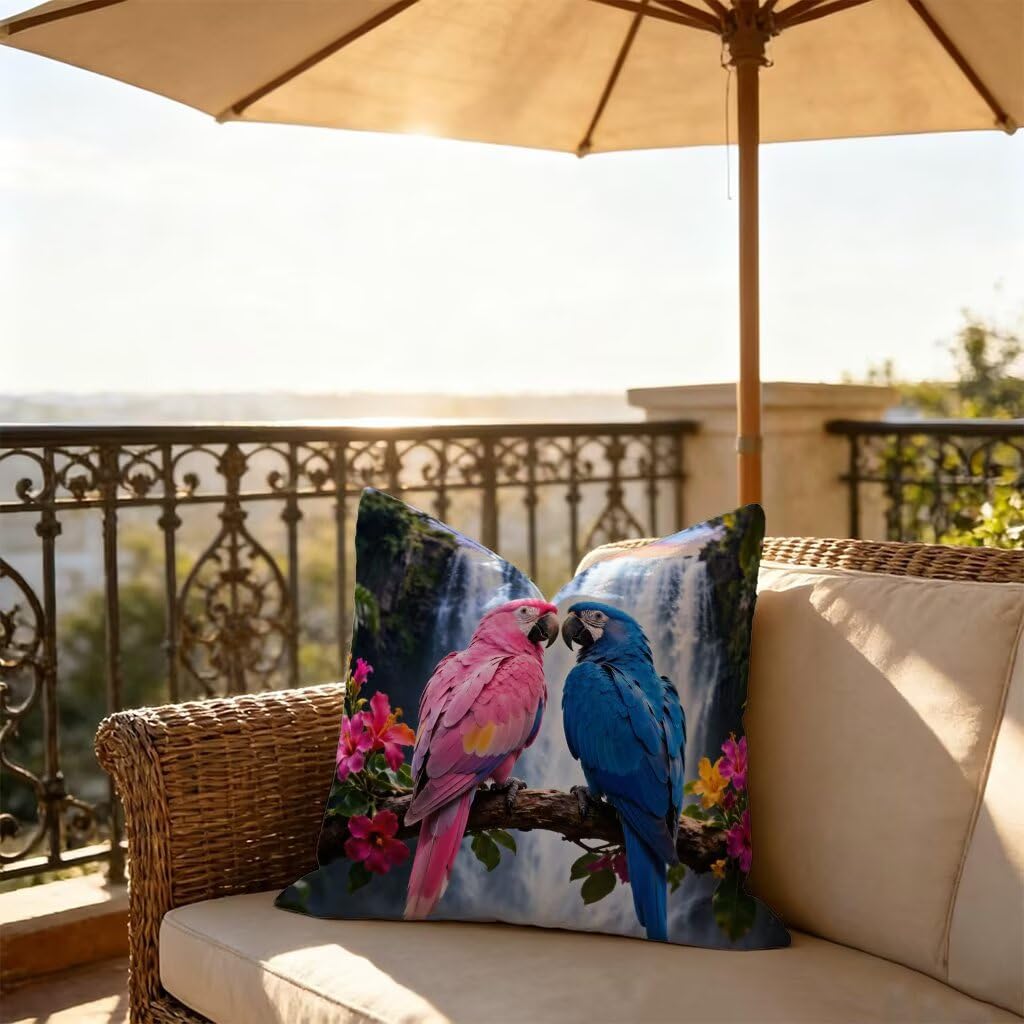 Poduszka outdoorowa 70 x 70 cm, poszewka na poduszkę 70 x 70 cm, dekoracyjna poduszka parrot, poduszka na sofę, lniana poduszka outdoorowa, wodoodporna, oddychająca, na lato, do domu, ogrodu