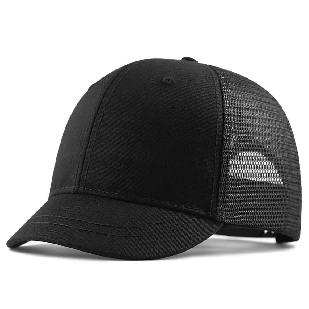 FASHIXDShort Bill Hat Plus Size Mesh Baseball Cap Summer Breathable Short Brim Trucker Hat Sports Running Hat