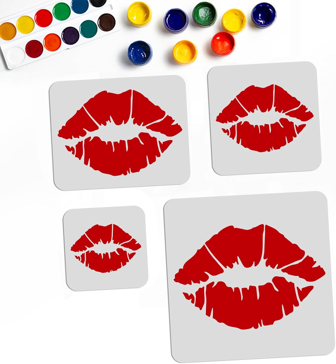 MAYJOYDIY 4pcs Lip Stencil Kiss Lips DIY Stencil 4Sizes 6