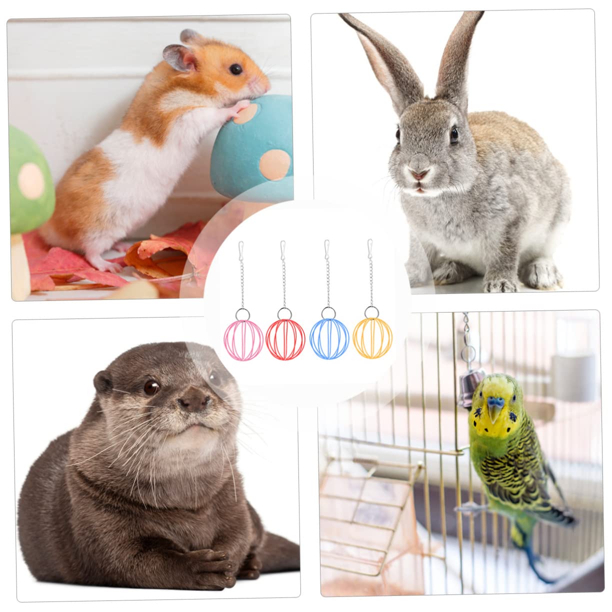DOITOOL 8stücke Teiliges Hamster-Spielzeug-Set Mit Hängenden Futterbällen Bunte Futterspielzeuge Für Hamsterkäfig Einfach Zu Reinigen Befüllen Abnehmbar Und Vielseitig Einsetzbar