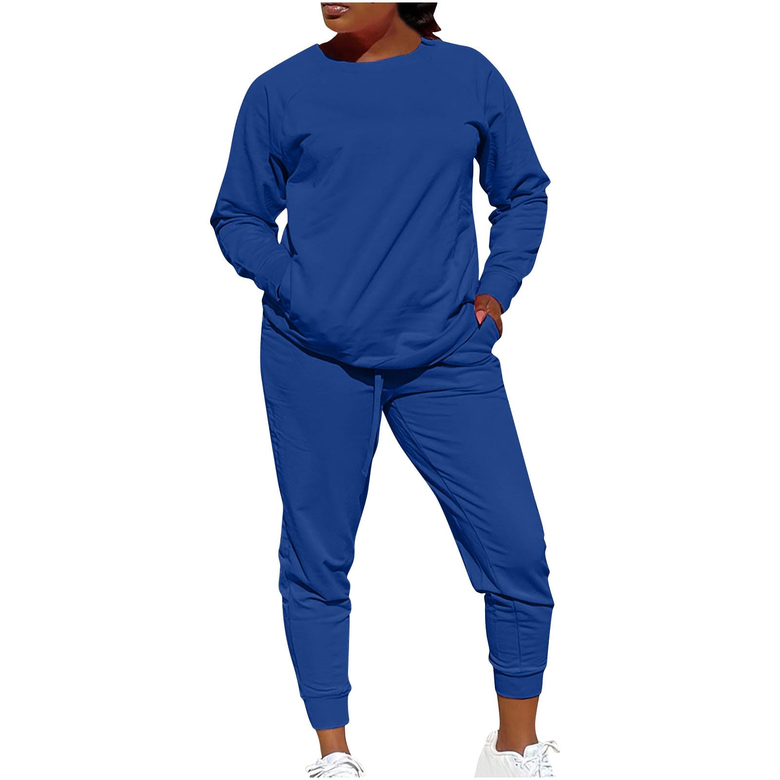 Women's Track Suit Two Piece Set 2024 Fall Outfits Long Sleeve Tops and Jogger Pants Sweat Sets with Pockets Lounge