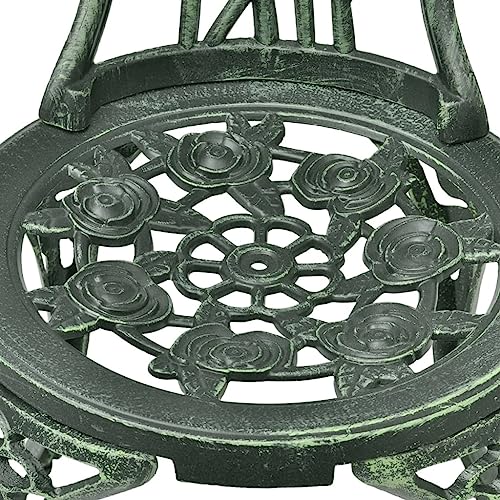 vidaXL 3tlg. Bistro Set Tisch 2 Stühle Essgruppe Sitzgruppe Gartenmöbel Grün Aluguss - 6