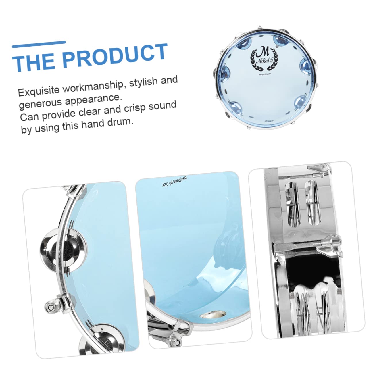 BESPORTBLE 1Set Self Tuning Double Row Tambourine Percussion Hand Drum for Adults Durable Music Educational Transparent Design for Parties Performances Ktv