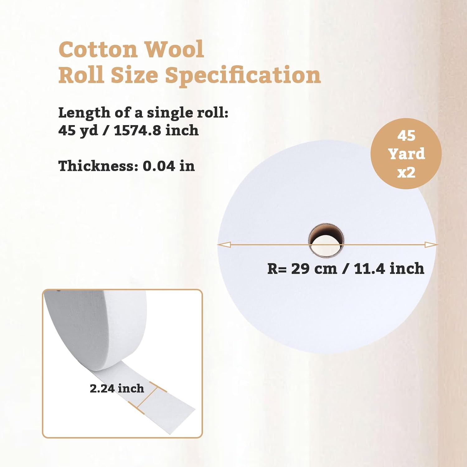 Eunice 2 1/4 Inch Jelly Roll Batting Strips for Rugs Total 90 Yards, 2 Rolls Cotton Blend Batting Rolls, Quilt Batting by a Roll Batting for Quilting, Throw Rugs