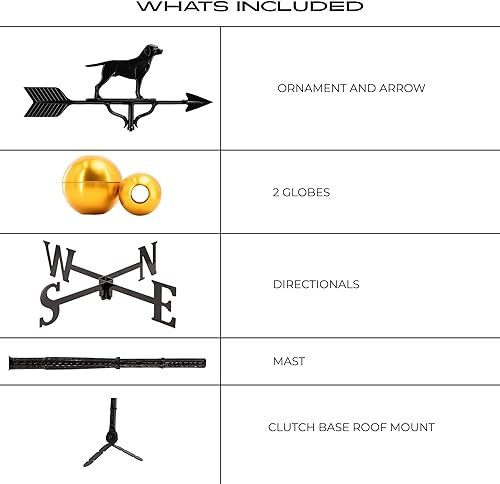 Miniatura 3 de Montague Metal Products Veleta de lujo de 32 pulgadas con adorno de Retriever negro satinado Negro,Verdigris,Natural,2-Natural,3-Natural,Brown