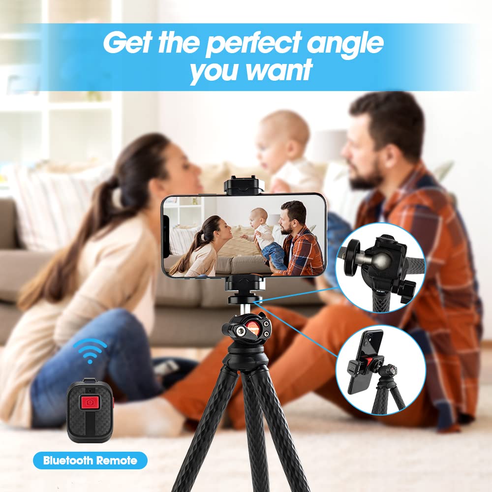 Treppiede Flessibile Fotopro Per Fotocamera E Smartphone – Con Telecomando Bluetooth, Asta Selfie Estendibile Fino A 84cm E Testa A Sfera 360°