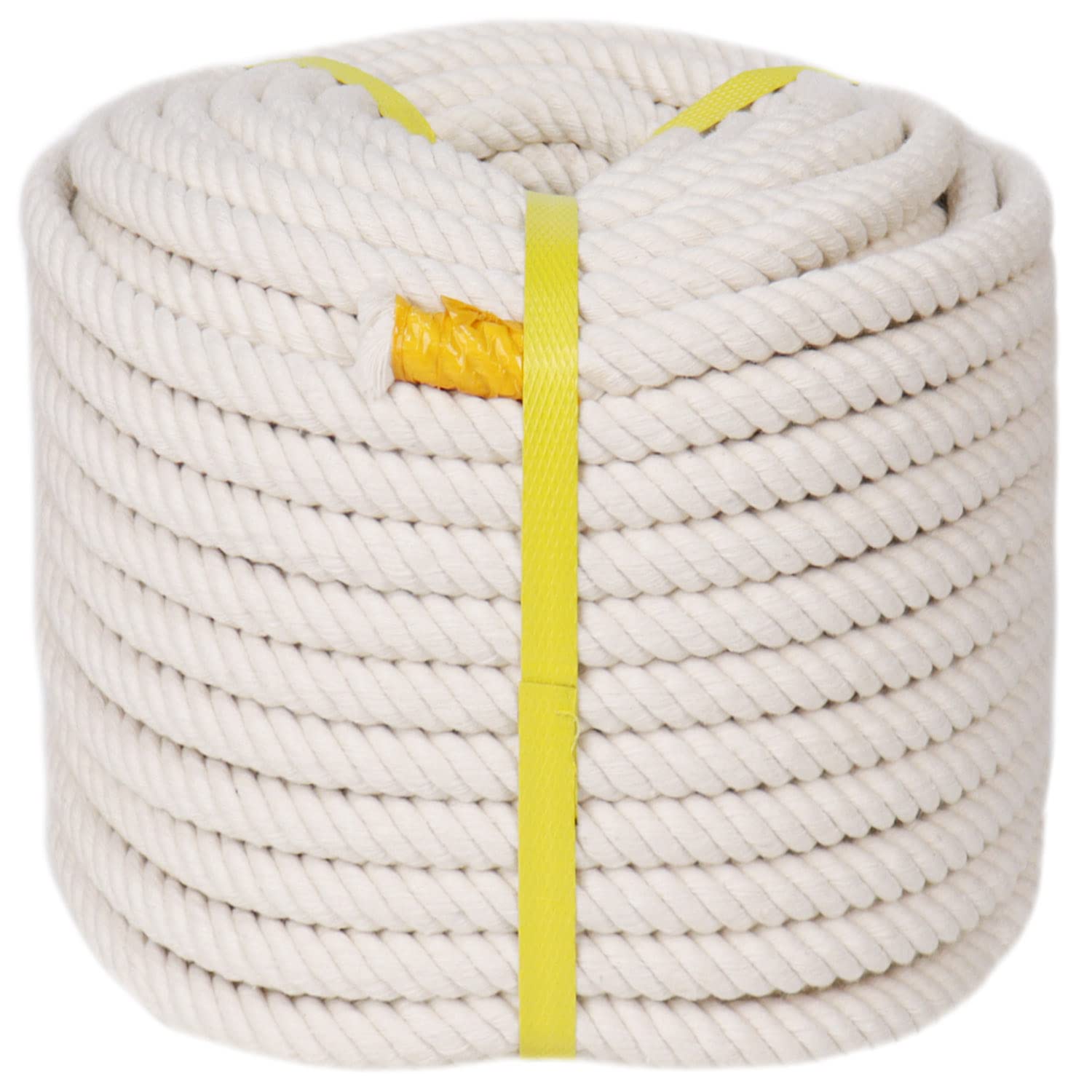 JANJOSN Geflochtenes Baumwollseil – 15,2 M Lang, 1,27 Cm Durchmesser, Naturfarben, Für Wäscheleine, DIY & Mehr