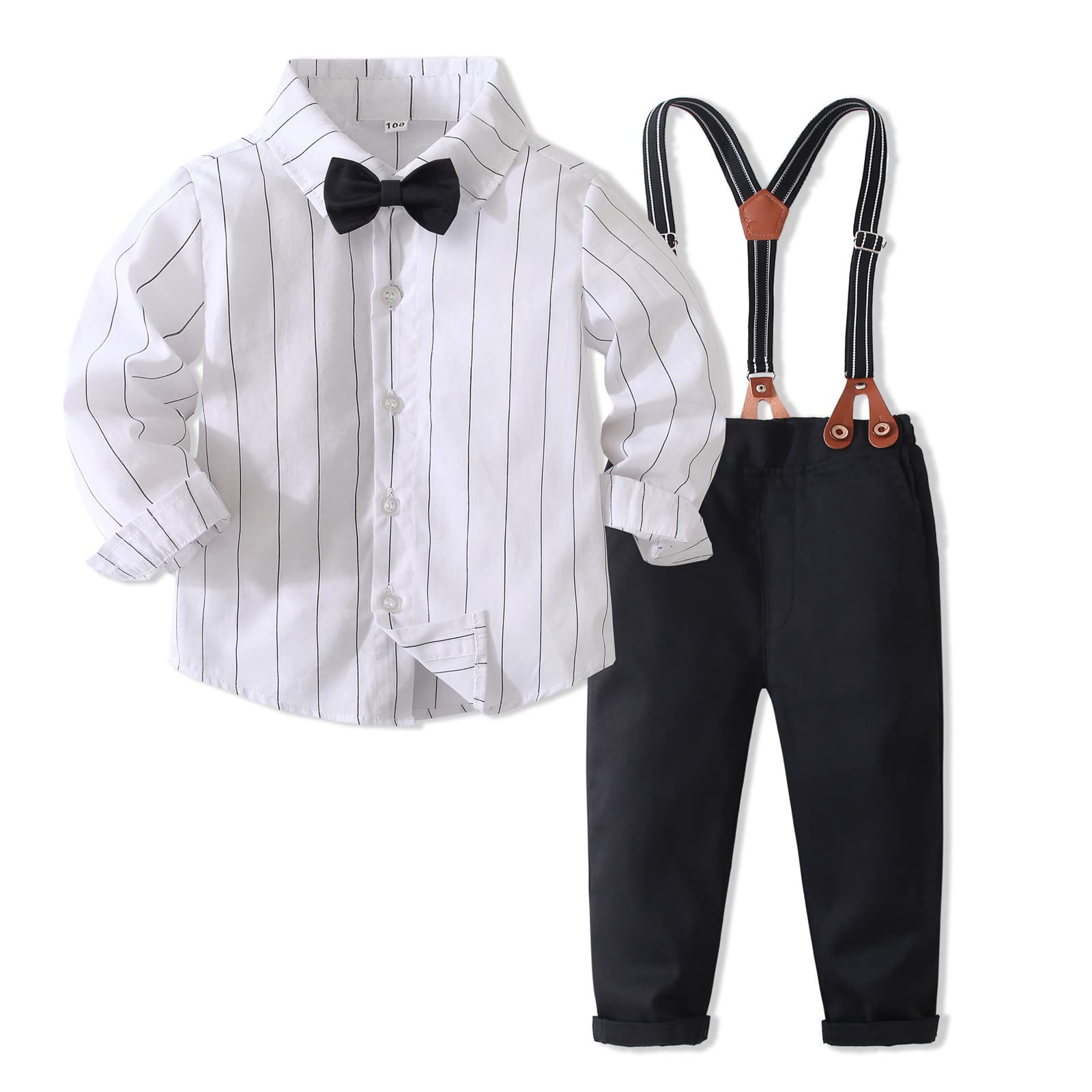 Boys' Suits Gentleman's Tie Pants Set, Kids Formal Dress Shirt for Toddler Wedding Outfits