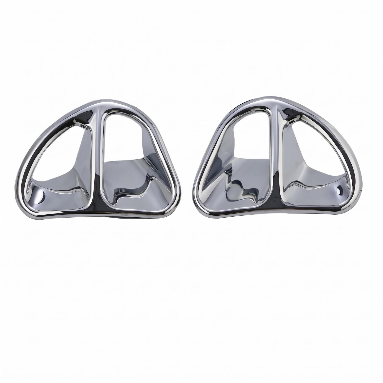 Mirrored Pair Chrome Intake Vent Trim Polished Metal Motorcycle Intake Vent Cover Rounded Triangular Shape, Free-image-20