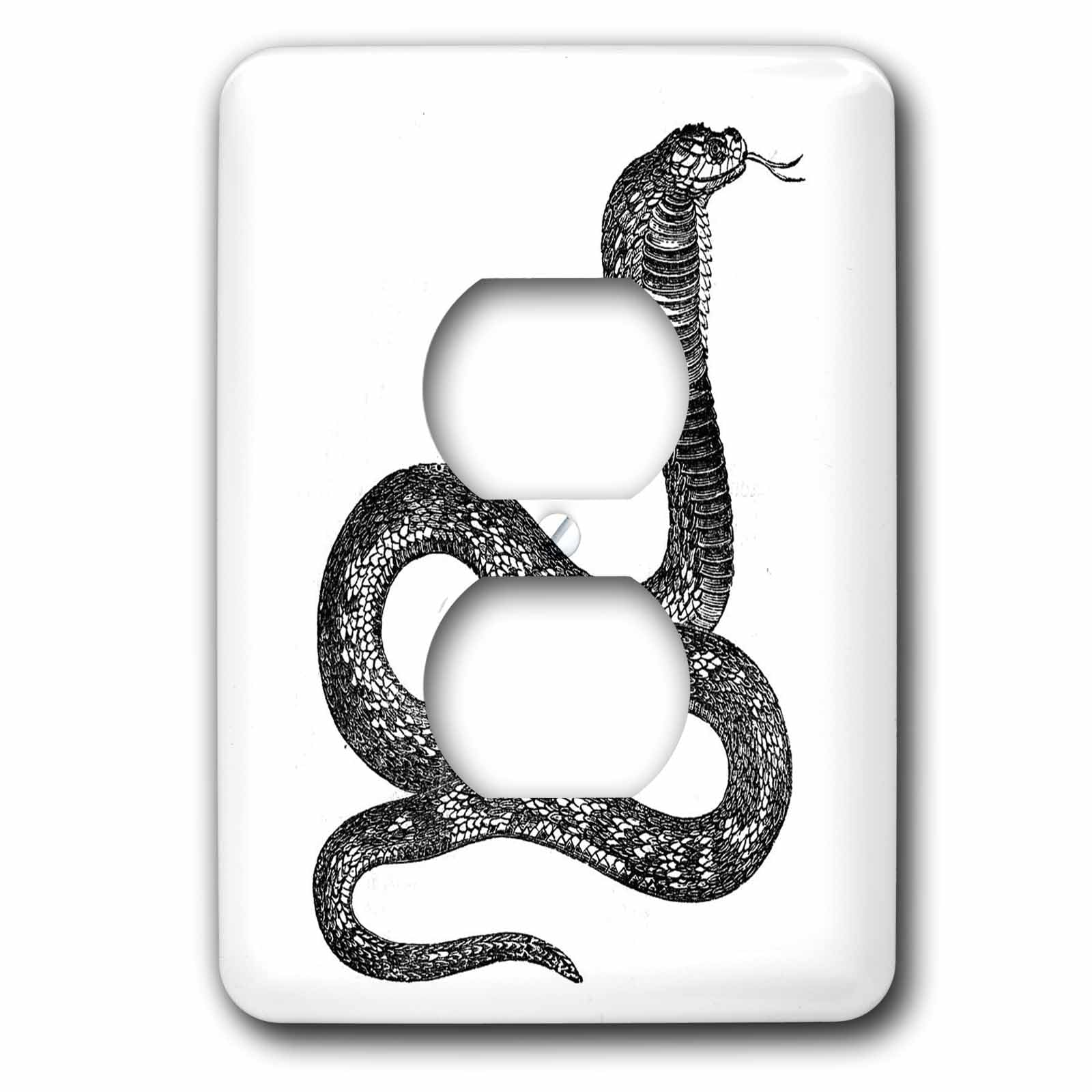 Cobra Snake plaque 2 prises noir et blanc 3dRose lsp_37375_6