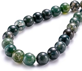 BEADIA Natural Moss Agate Stone Round Loose Semi Gemstone Beads for Jewelry Making 8MM 44PCS