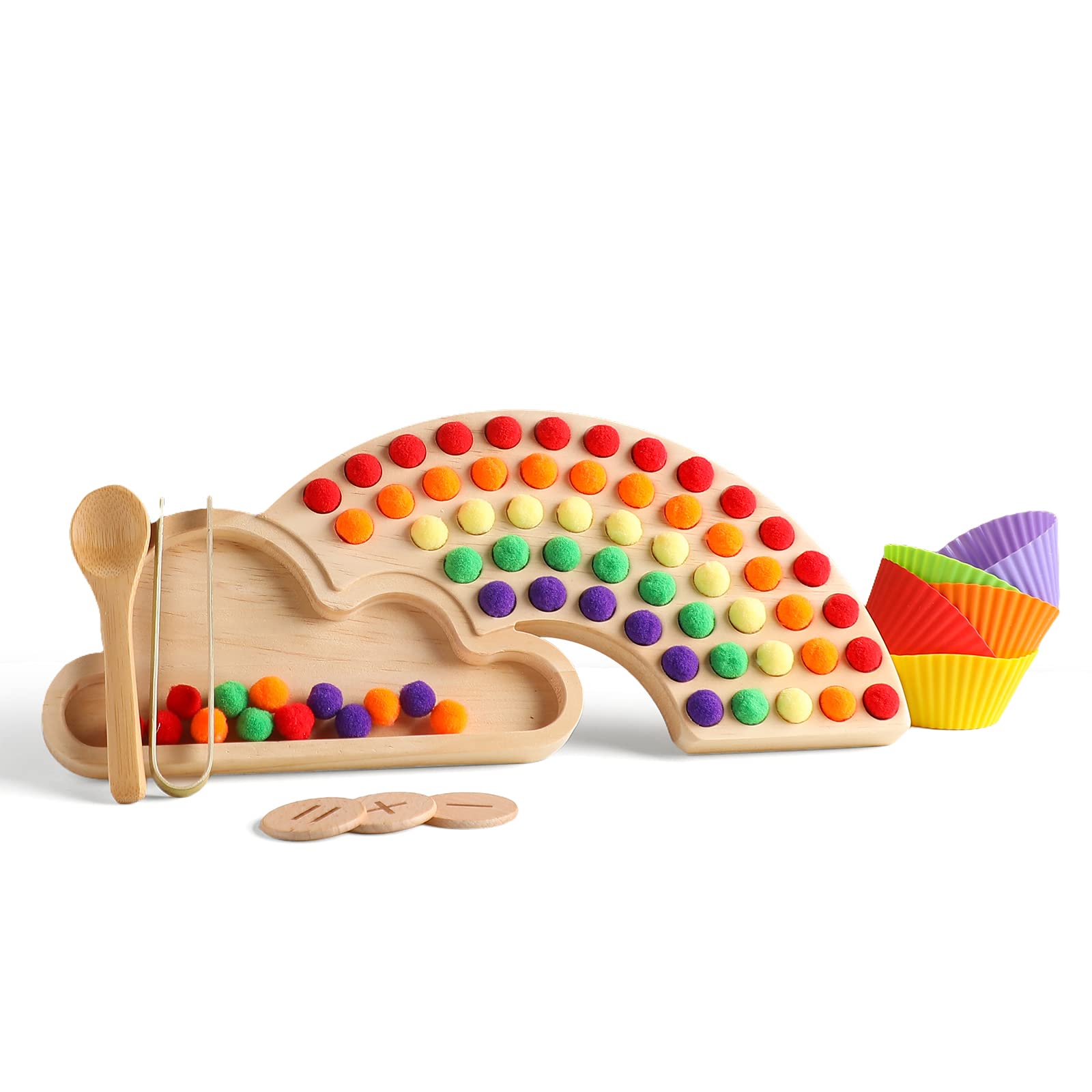 Amazon | 箸トレーニングおもちゃ 虹の積み木 木製パズル 形合わせ