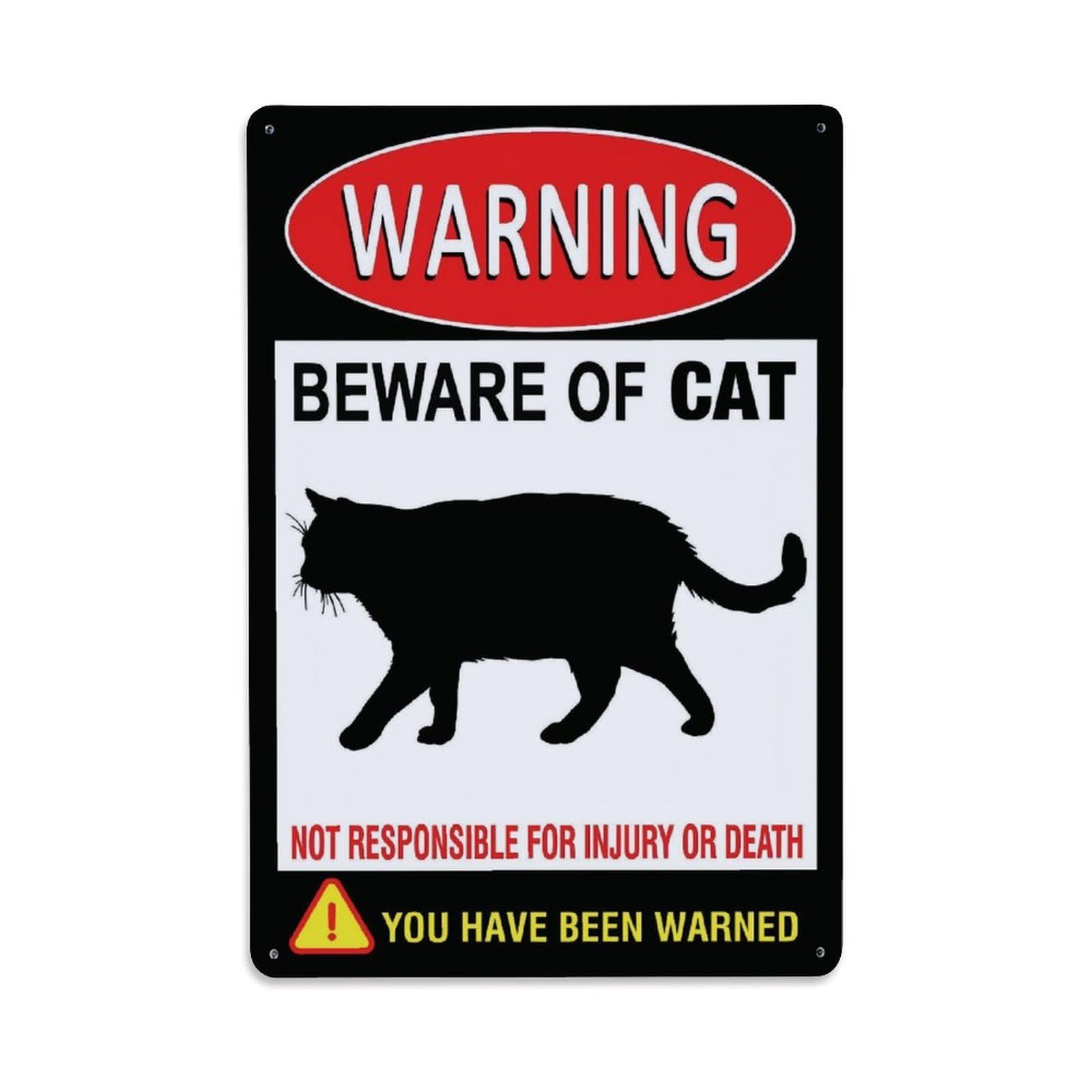 Funny Beware of Cat Warning Sign Vintage Aluminium Metal Sign, Retro Wall Decor for Home, Bar, Garage & Farmhouse 30x20cm
